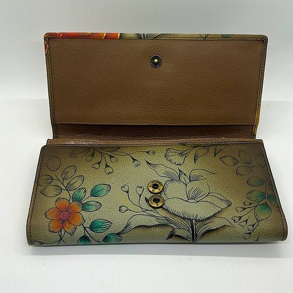 Anuschka Anna Beautiful Gray Flowers & Butterflies Shoulder Purse Bag w/ Wallet - Picture 13 of 14